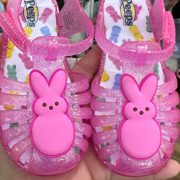 🦋Peeps Toddlers pink glittery jelly-style sandal featuring  pink Peeps bunny .8 - Picture 6 of 6
